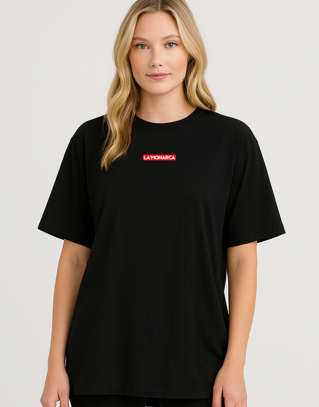 Women Black Oversized Front Back Graphic Print Tshirt