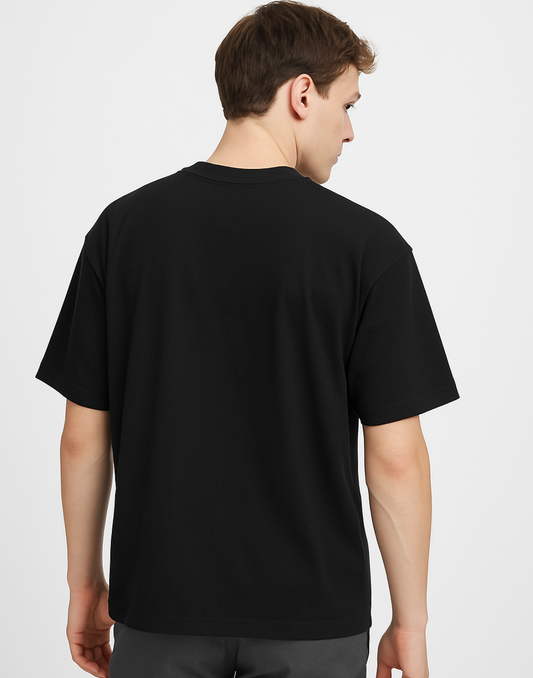 Men Black Oversized Front Spider Graphic Printed Tshirt