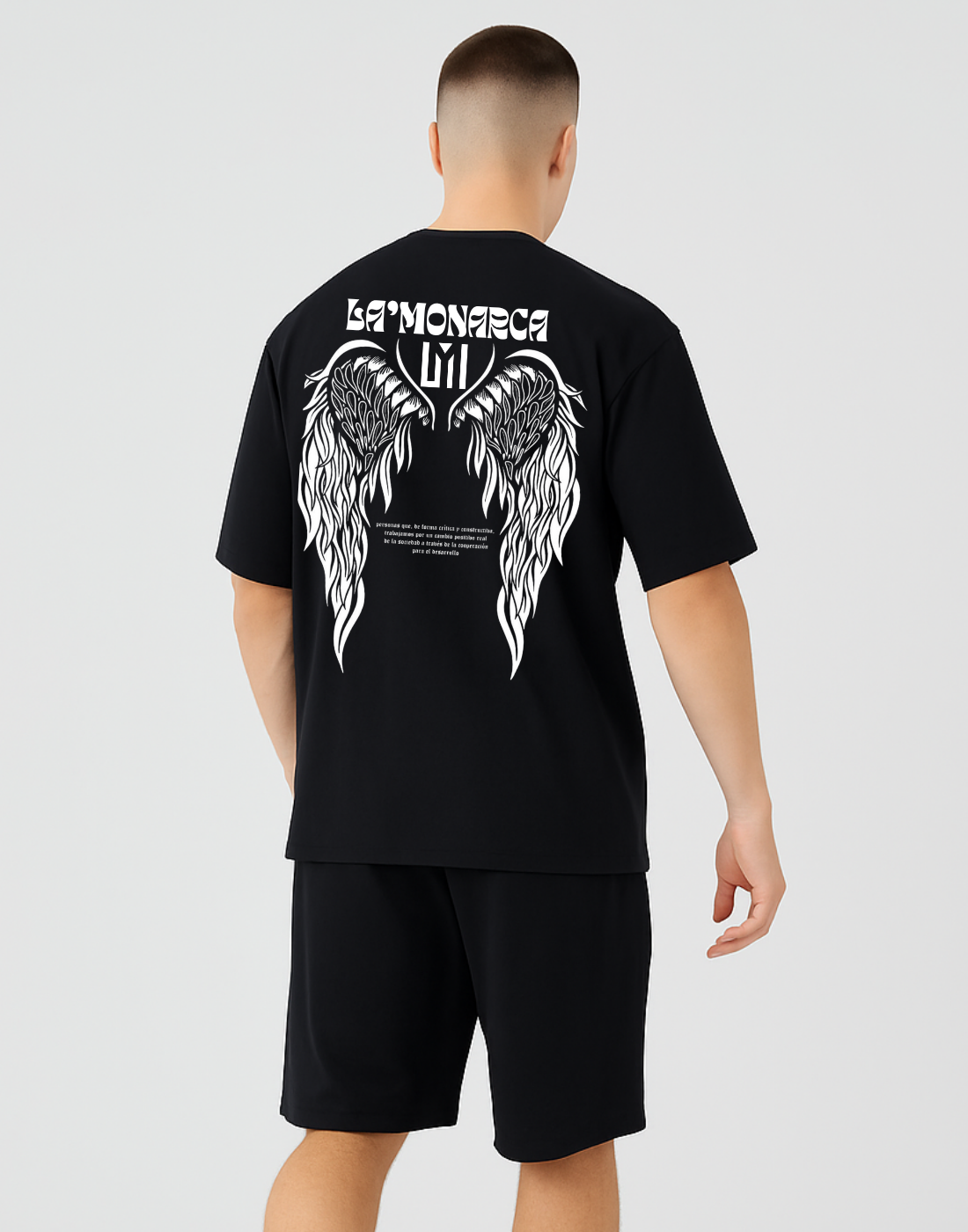 LM Wing Black Oversized Graphic Printed Tshirt