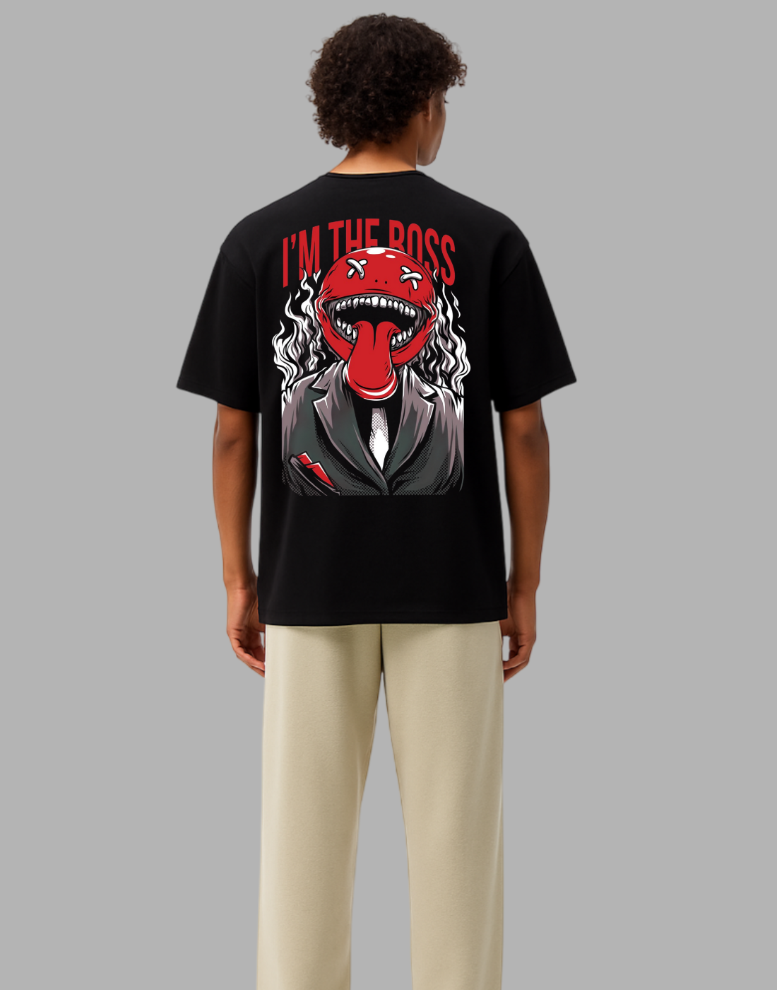 Boss Black Oversized Graphic Printed Tshirt