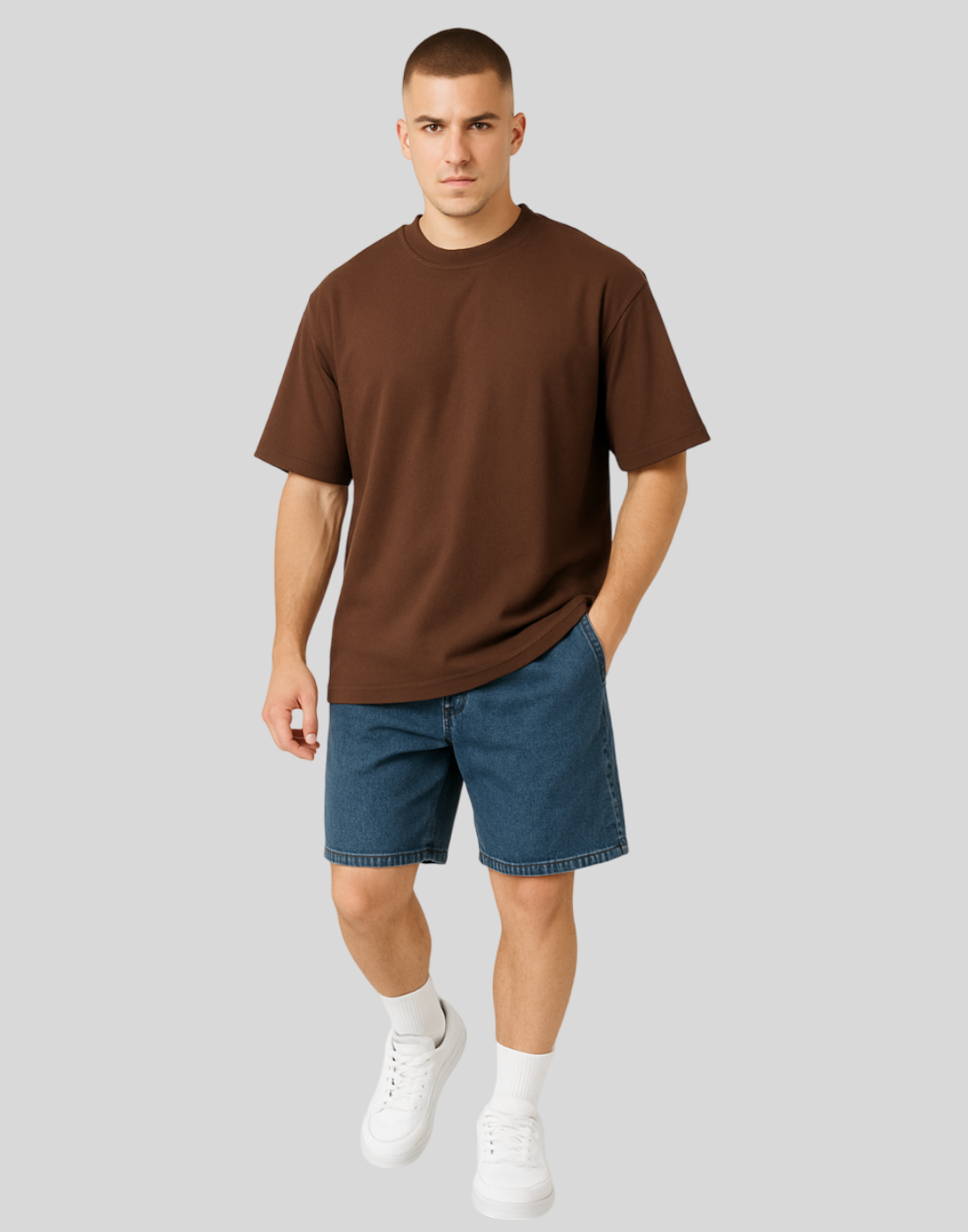 Brown Oversized Plain T-Shirt