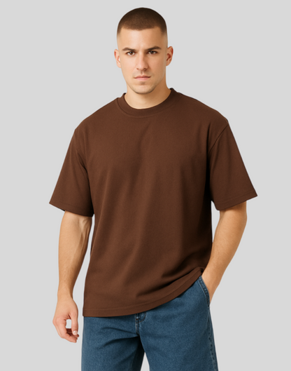 Brown Oversized Plain T-Shirt