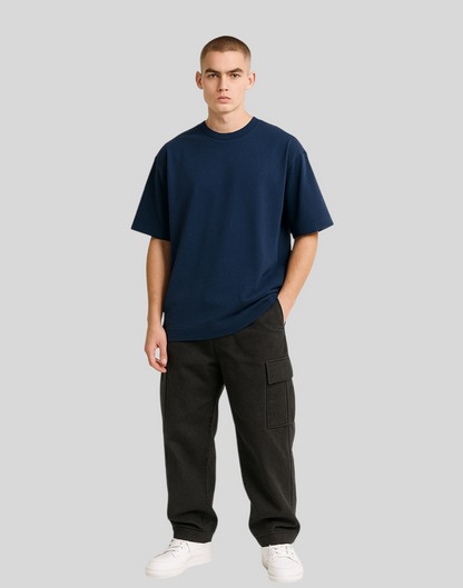 Navy Blue Oversized Plain T-Shirt