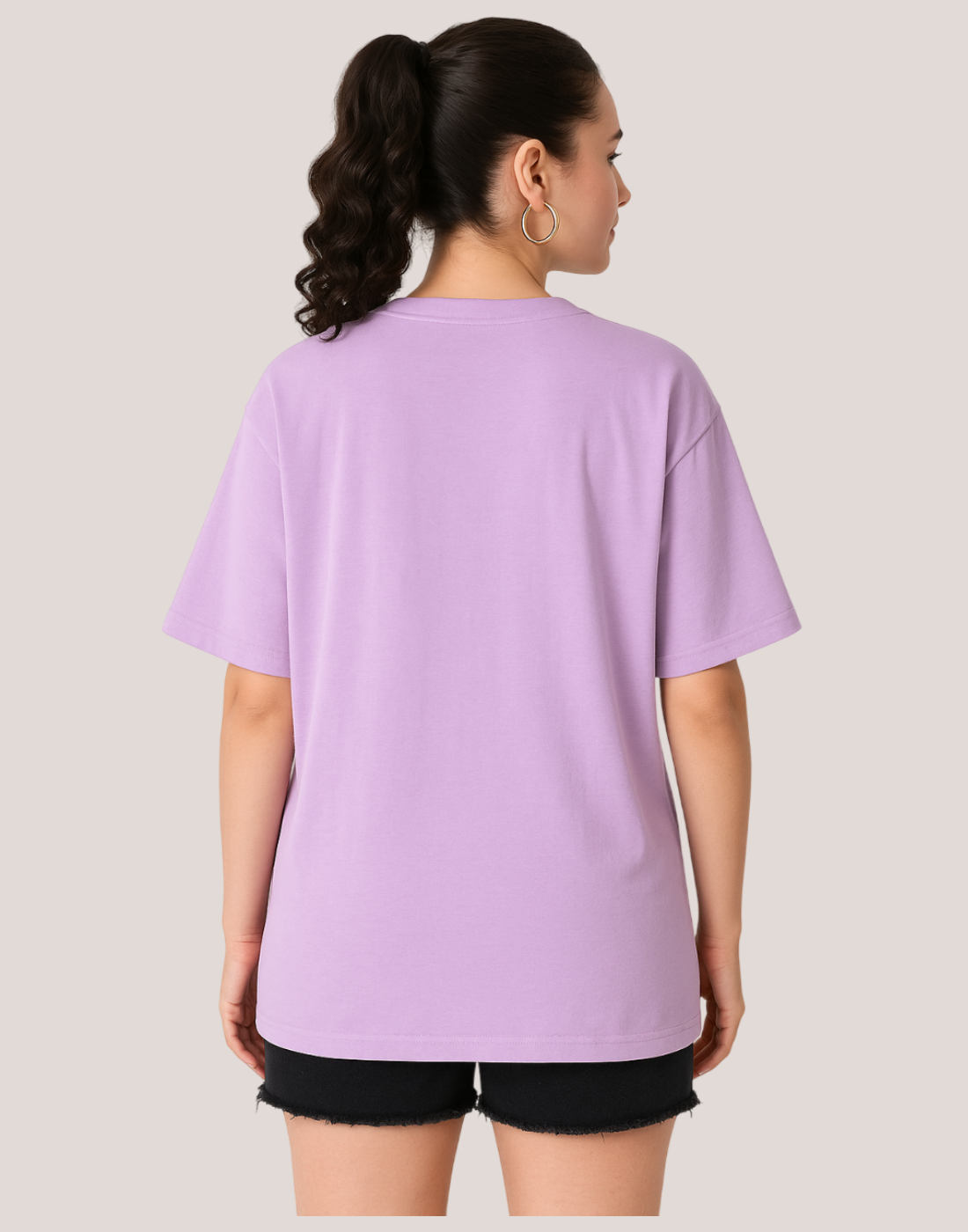 Lavender Oversized pocket Graphic Printed Tshirt