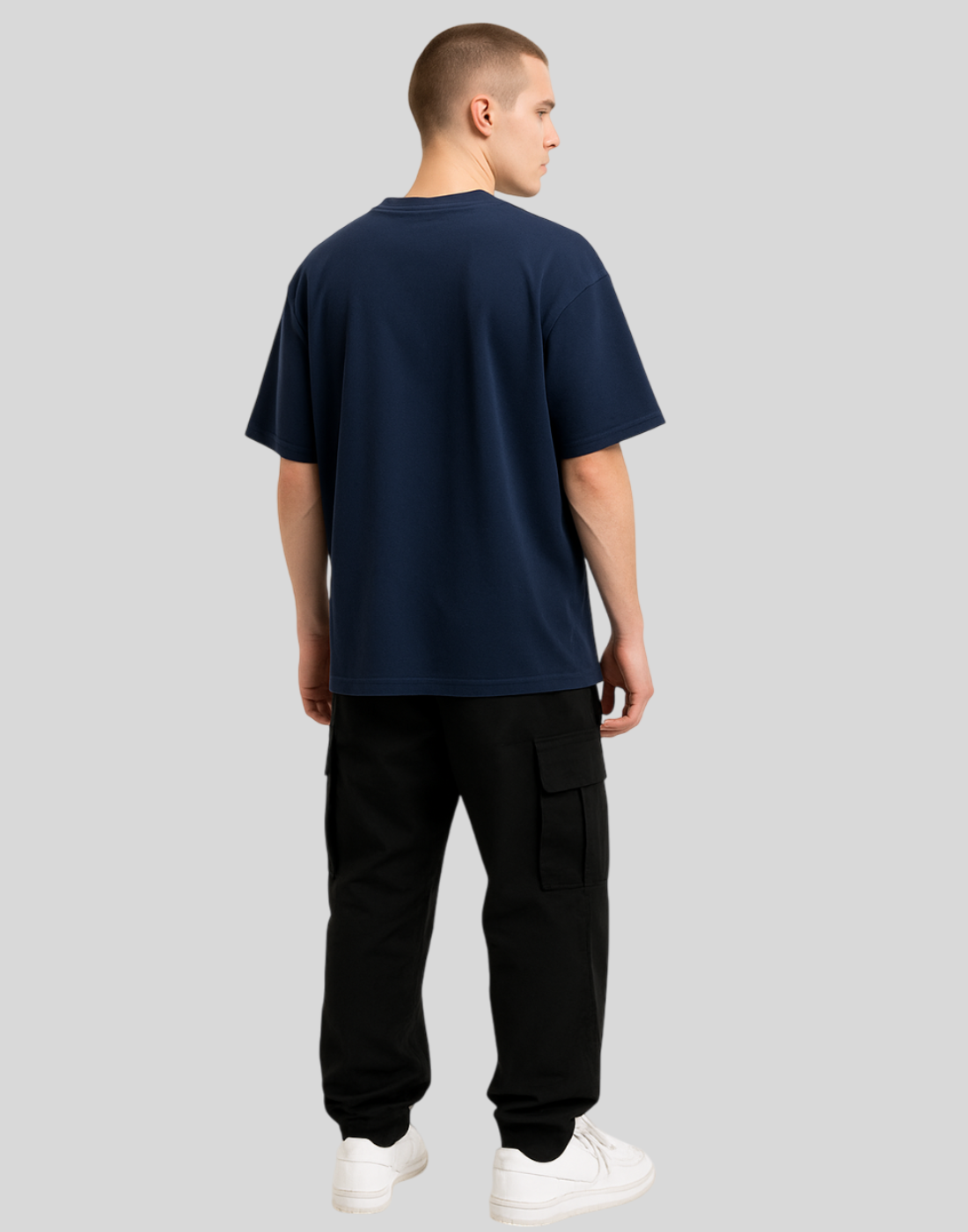 Navy Blue Oversized Plain T-Shirt