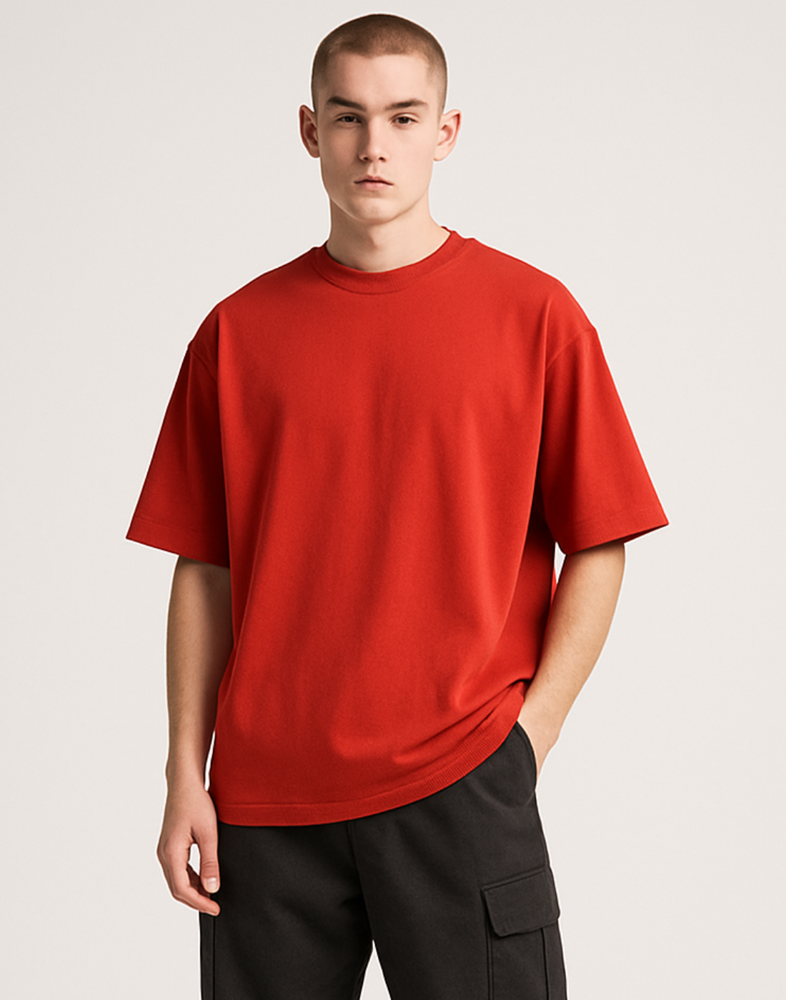 Red Oversized Plain T-Shirt