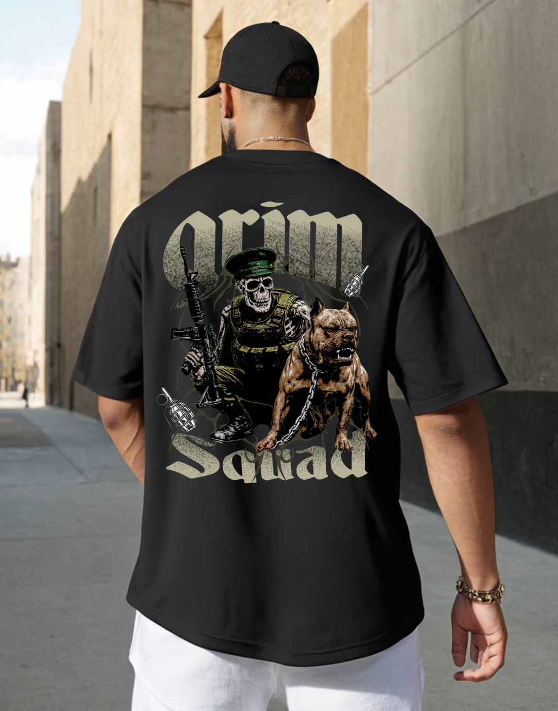 Squad Black Oversized Graphic Printed Tshirt