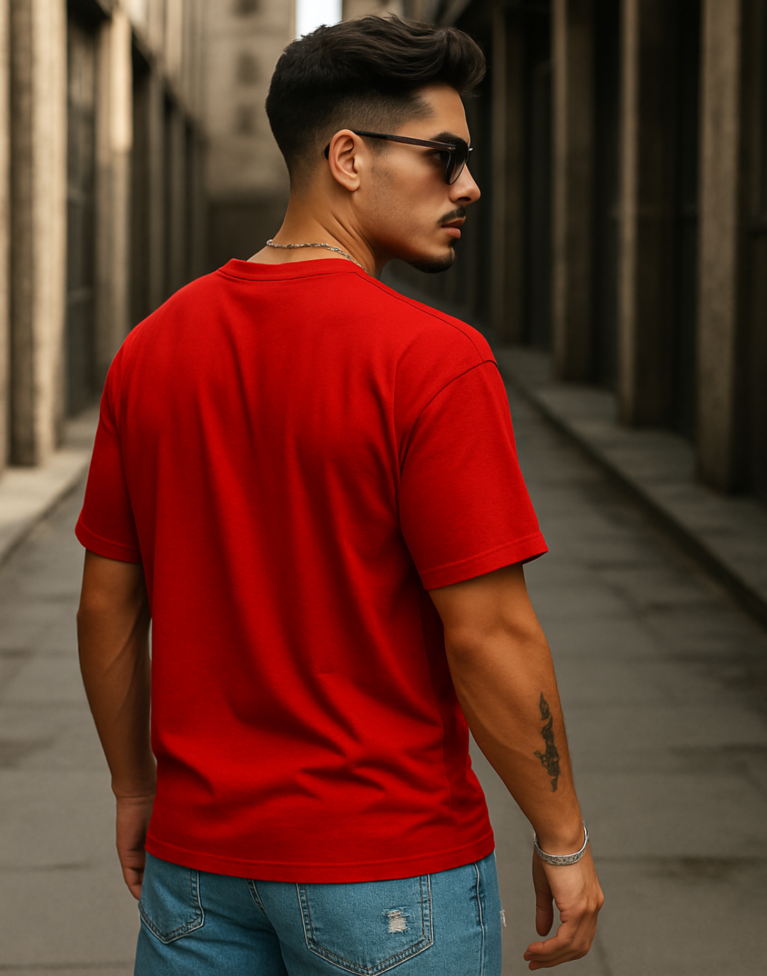 La Monarca Original Red Oversized Typography Printed Tshirt