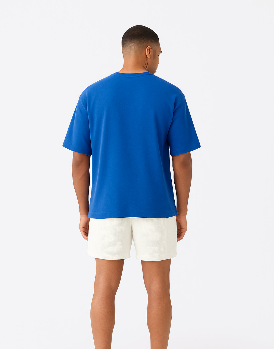 Men Royal Blue Oversized Front Typography Printed Tshirt