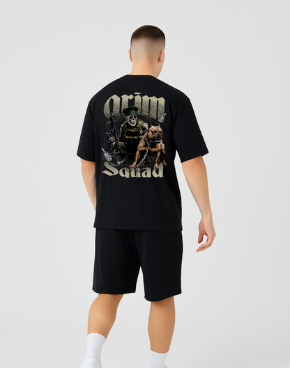 Squad Black Oversized Graphic Printed Tshirt