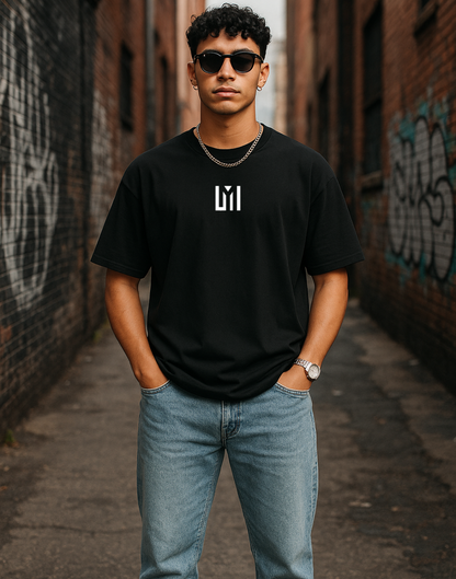 LM Wing Black Oversized Graphic Printed Tshirt