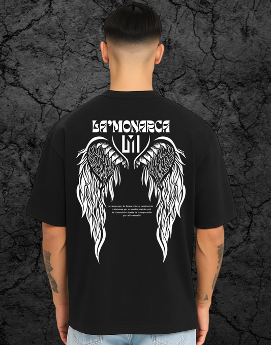 LM Wing Black Oversized Graphic Printed Tshirt