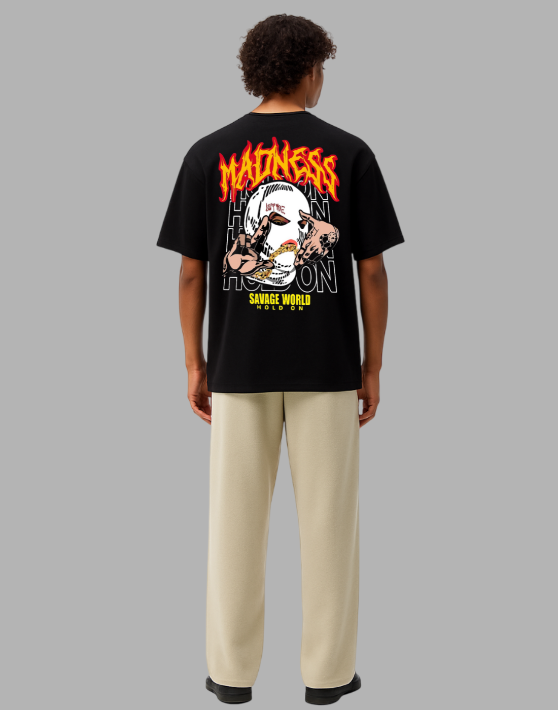 Madness Black Oversized Graphic Printed Tshirt