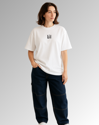 White Oversized Graphic Printed Tshirt for Women