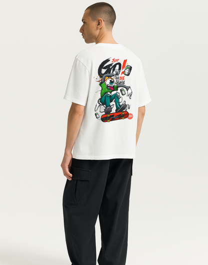 White Oversized Graphic Printed Tshirt for Men