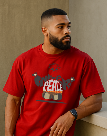 Inner Peace Red Oversized Typography Printed Tshirt